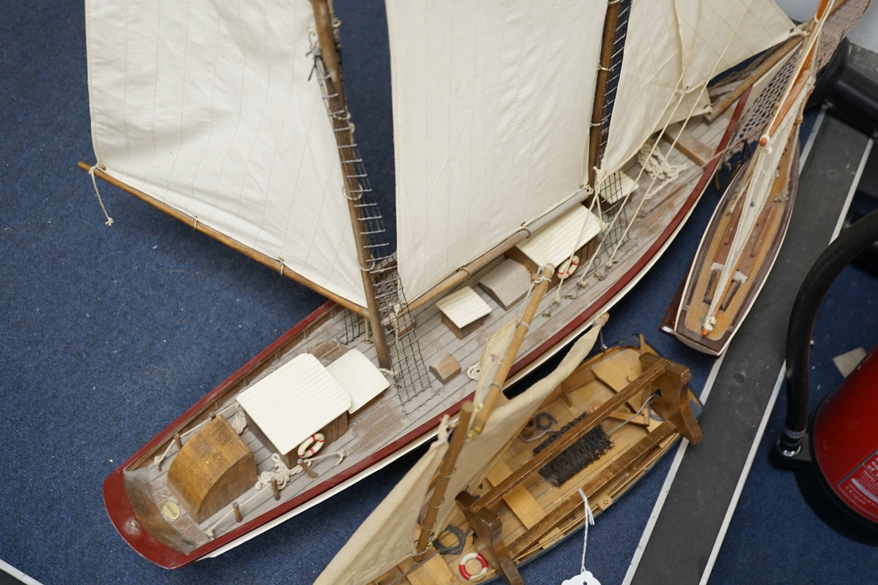 'Belle Poule' a model boat, with 2 others